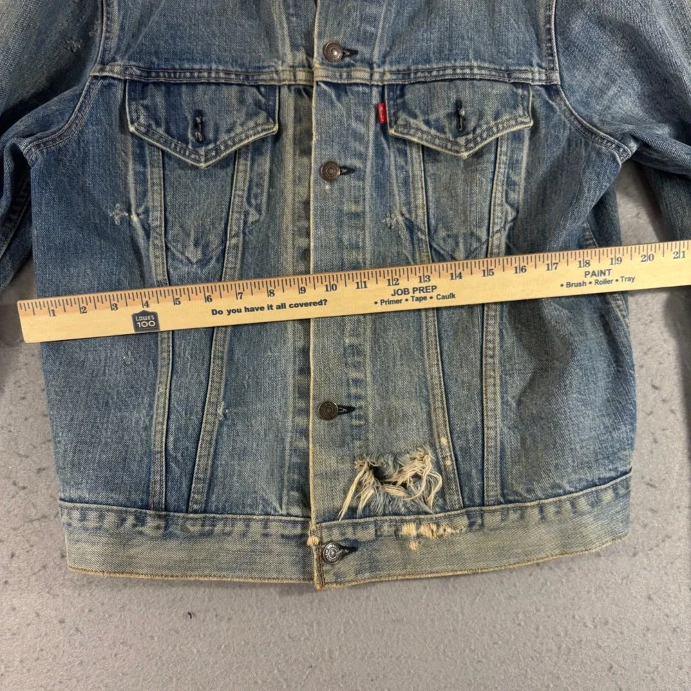 Vintage Levis 70505 0217 Denim Trucker Jacket Medium Wash Distressed 1970s 1980s - Picture 7 of 16